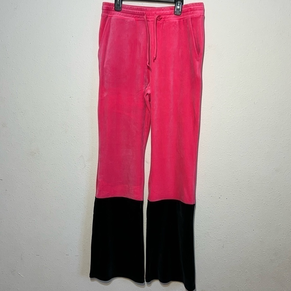 Paris Hilton Women’s Black/Pink Velour Color Block Lounge Pants Size Medium
